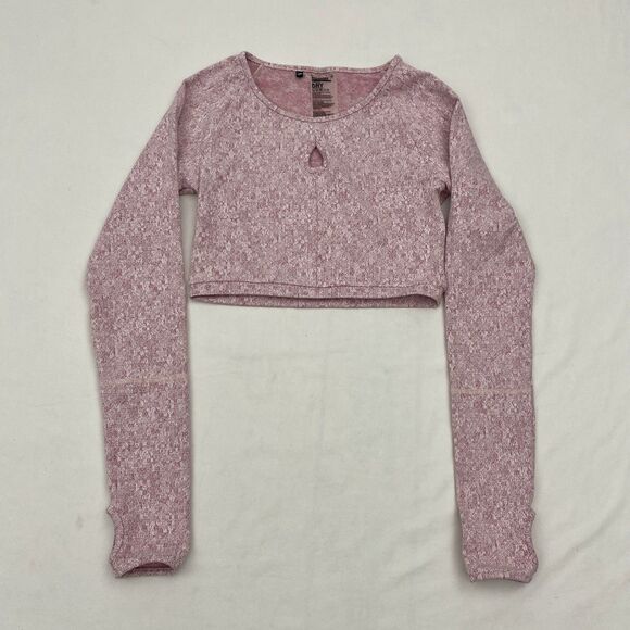 Gymshark Pink Cropped Top Long Sleeve Moisture Wick Athleisure Size Small - Picture 1 of 9